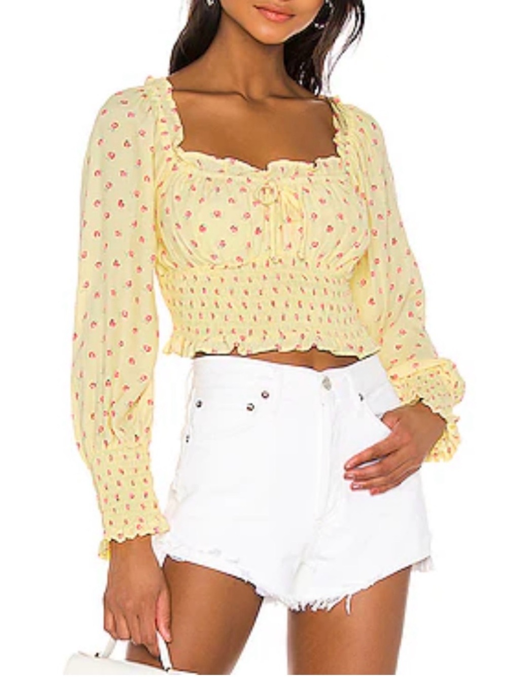 Faithfull The Brand Ella Cropped Blouse in Santa Maria Flora Sz 2